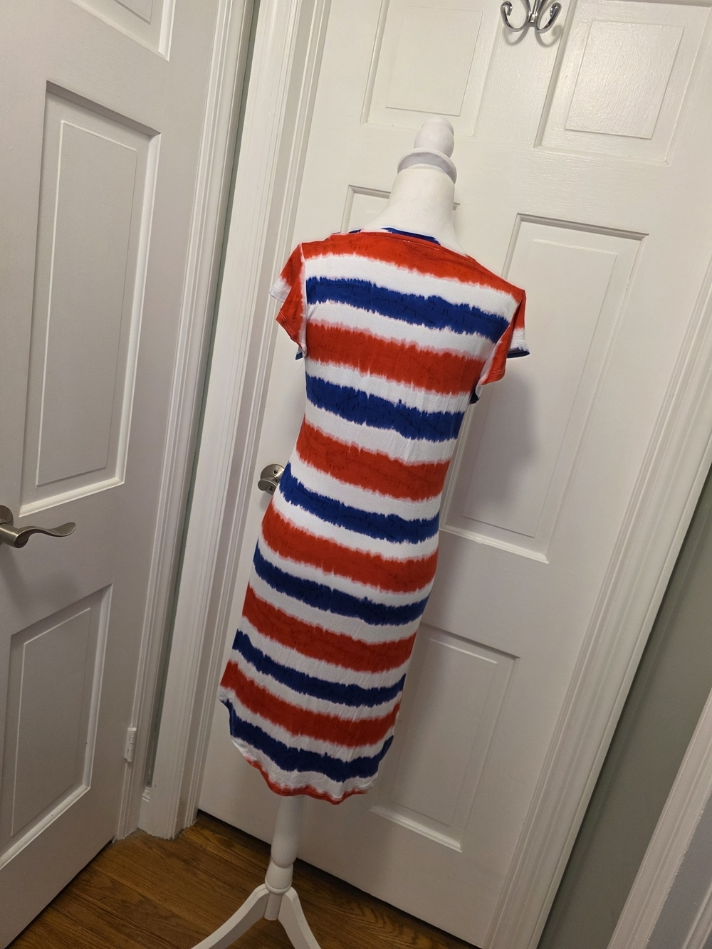 Freshman Red, White & Blue Striped Knit Dress, Size Medium, Stretch, Festive - Picture 4 of 11